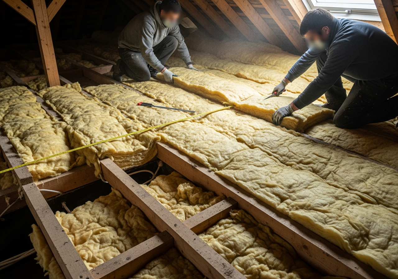 Mineral Wool Loft Insulation Installation in a British residential property — Coventry & Warwickshire specialist service