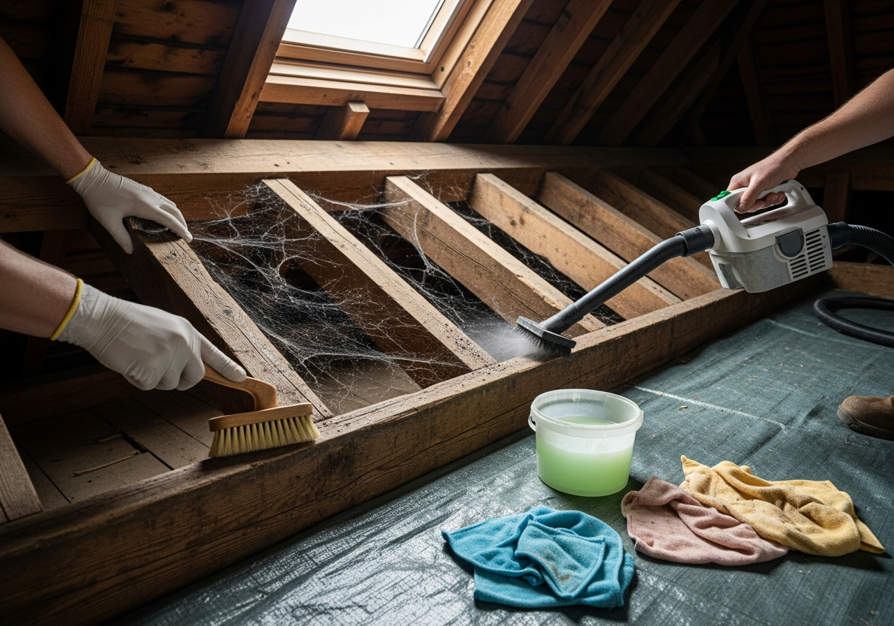 Timber Rafter Cleaning & Residue Removal in a British residential property — Coventry & Warwickshire specialist service