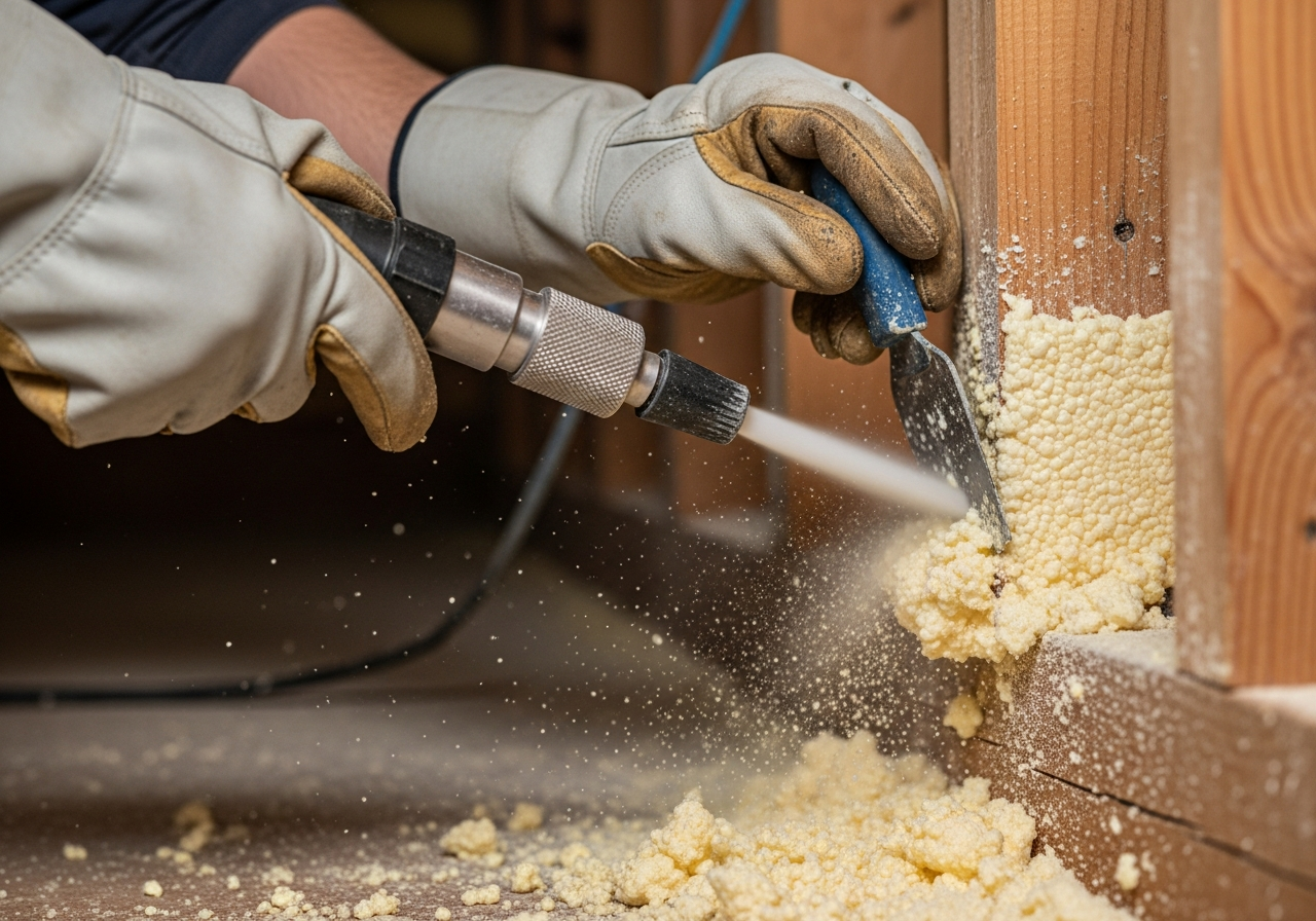 Professional Dry Ice Blasting for Foam Removal installation in progress