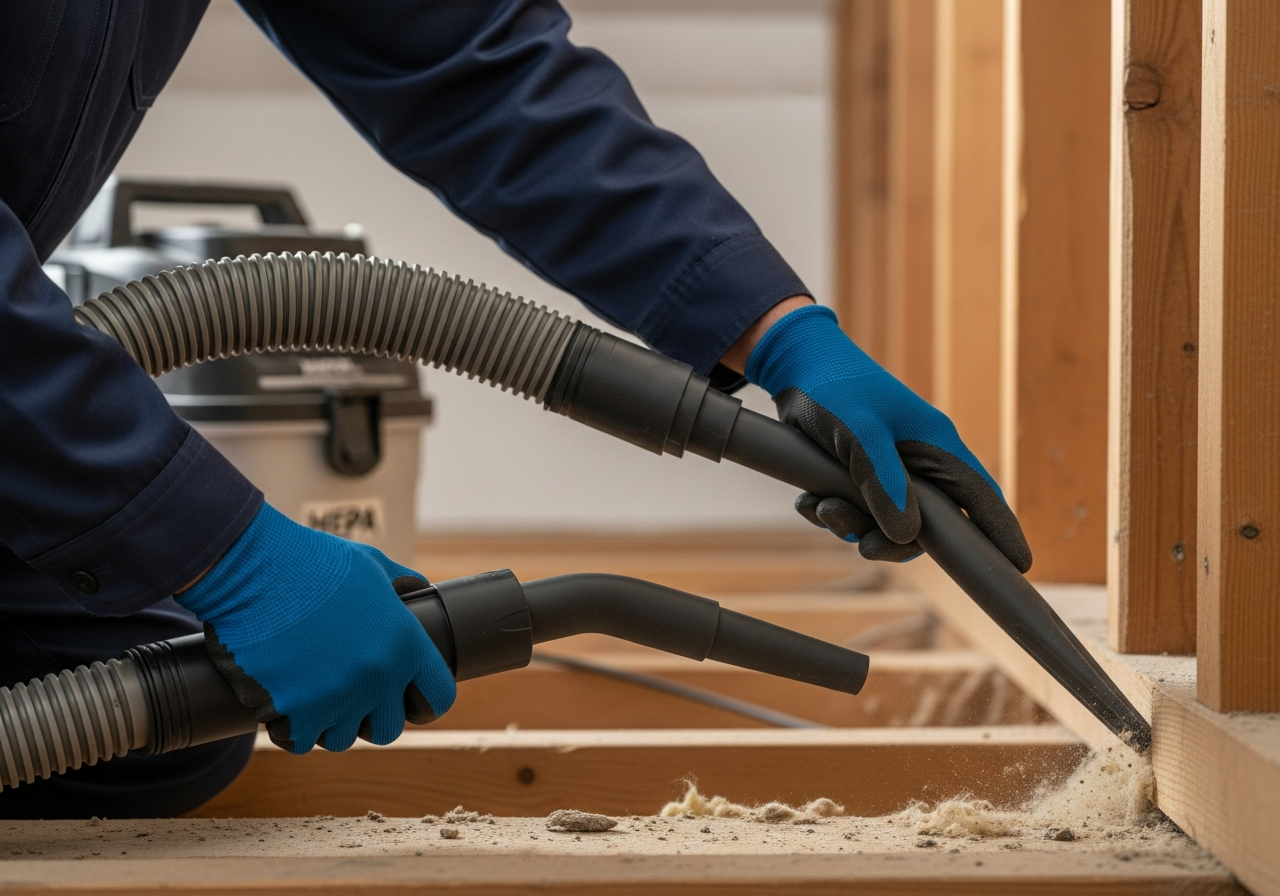 Professional Loft HEPA Vacuum Cleaning installation in progress