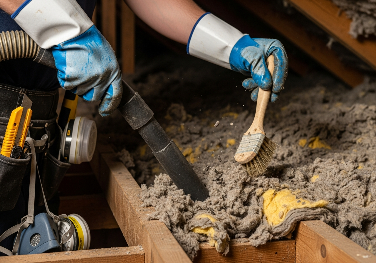 Professional Rodent-Contaminated Insulation Clearance installation in progress