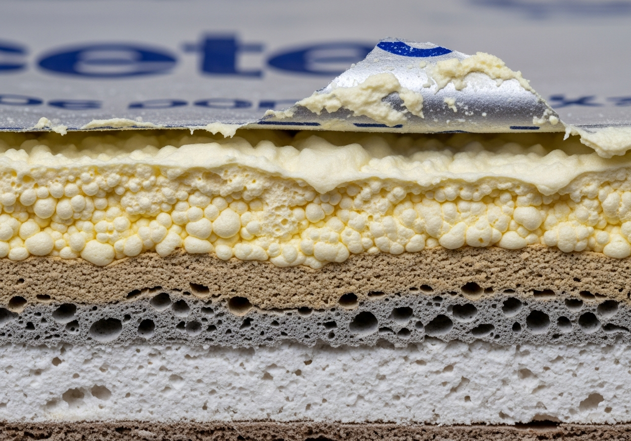 Close-up detail of materials and technique used in spray foam removal for equity release — showing quality and thickness