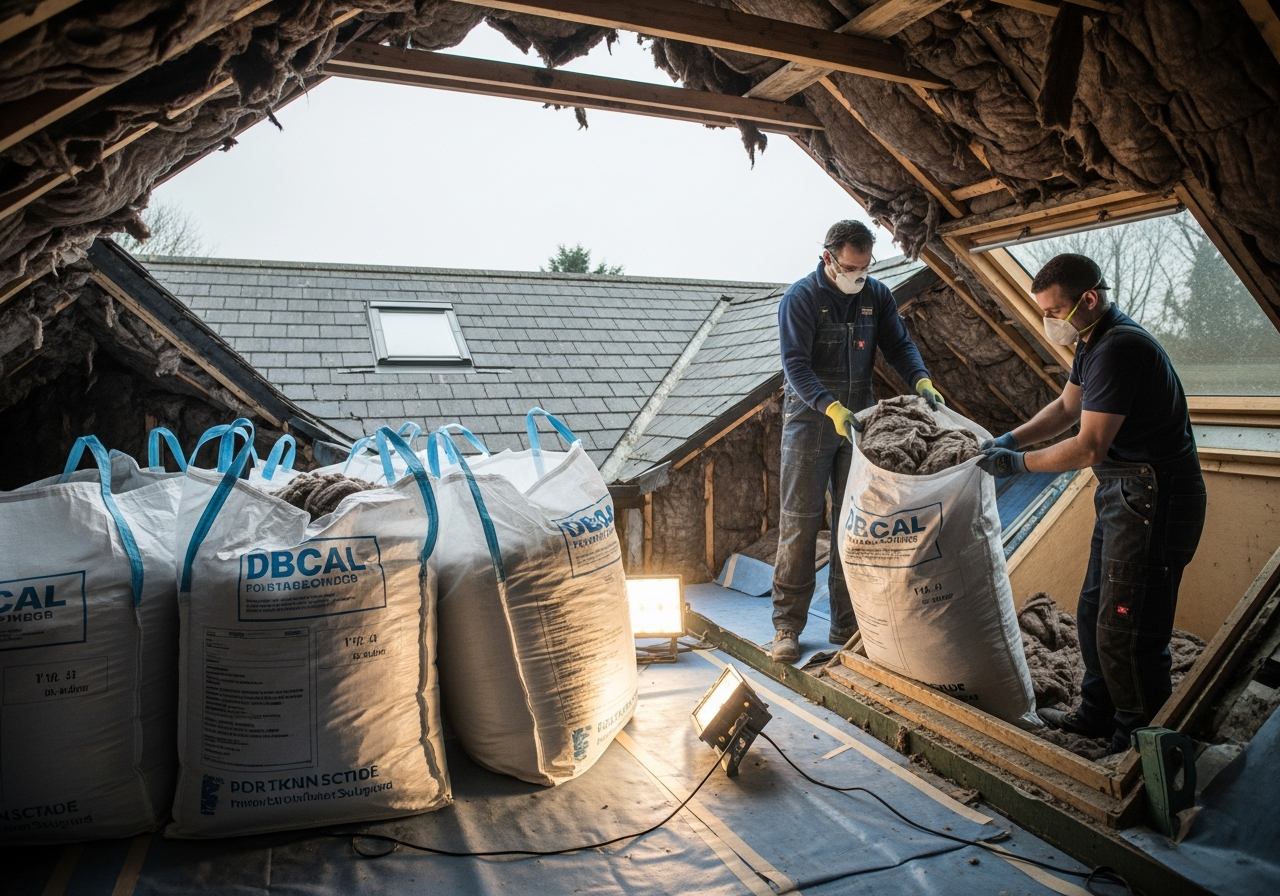 Property context showing the area relevant to safe disposal of old loft insulation materials in a British home